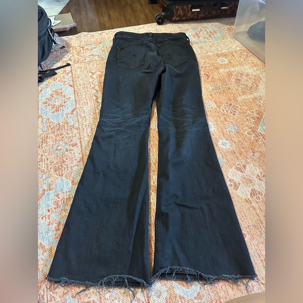 AG Adriano Goldschmied Farrah Boot high rise Jeans Raw Hem size 31 X 32 black - Picture 3 of 9